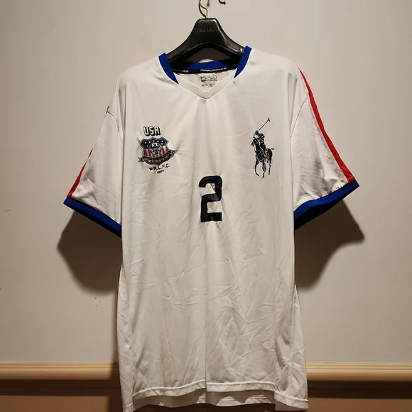 Ralph Lauren White Jersey with Blue and Red Details - Picture 1 of 10